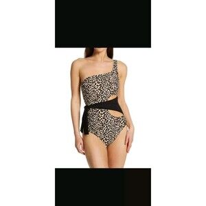 Vince Camuto Womens 12 Tanzania Cheetah One Shoulder One Piece Swimsuit V04626